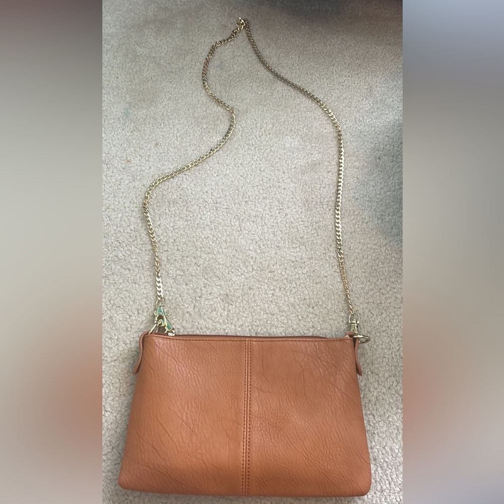 Brown faux leather purse